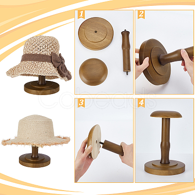 Rubber Wood Dome Shaped Stem Hat Rack ODIS-WH0025-254A-1