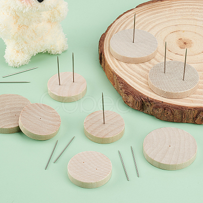 12Pcs 4 Styles Flat Round Wooden Doll Stands Display Holder DIY-GA0007-28-1