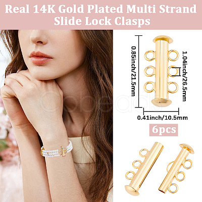6Pcs Brass Slide Lock Clasps KK-BBC0027-58B-1