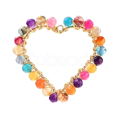 Heart Natural Faceted Gemstone Pendants PALLOY-JF00511-1