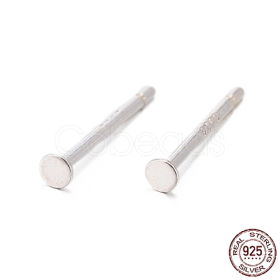 925 Sterling Silver Flat Pad Stud Earring Findings STER-K167-045A-S-1