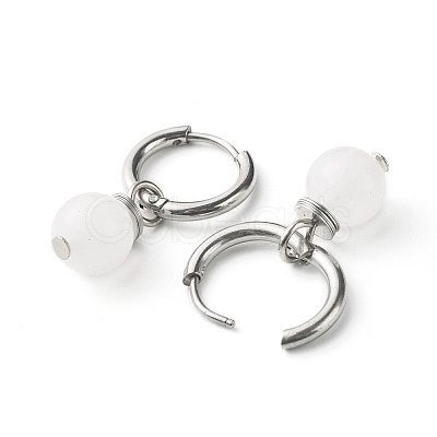 Natural White Jade Beads Earrings for Girl Women Gift EJEW-JE04607-03-1