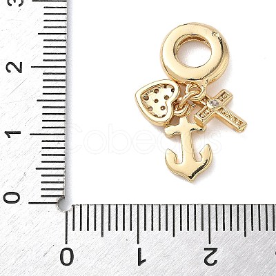 Brass Micro Pave Clear Cubic Zirconia European Dangle Charms KK-D502-04G-1
