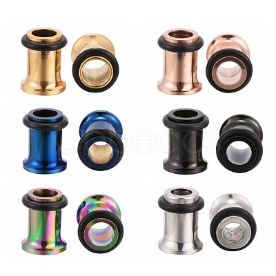 12Pcs 6 Colors 316 Surgical Stainless Steel Screw Ear Gauges Flesh Tunnels Plugs STAS-YW0001-14-1