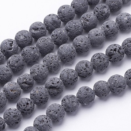 Unwaxed Natural Lava Rock Bead Strands X-G-F309-4mm-1