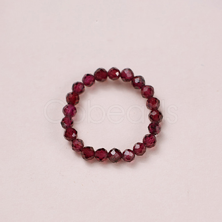 Adjustable Natural Garnet Bead Finger Rings FS-WGFFDB9-08-1