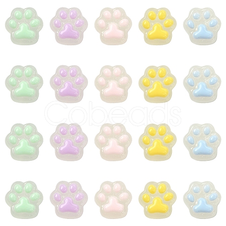 25Pcs 5 Colors Translucent Resin Cabochons RESI-YW0004-90-1