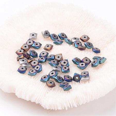 Frosted Square Electroplate Non-Magnetic Synthetic Hematite Beads X-G-P046-08-1