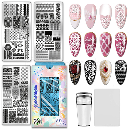 Stainless Steel DIY Nail Art Templates MRMJ-WH0092-234-1