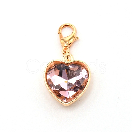 Heart Glass Pendant Decorations HJEW-WH0036-19E-1