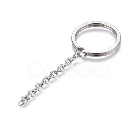 Tarnish Resistant 304 Stainless Steel Split Key Ring Clasps STAS-L226-009C-1