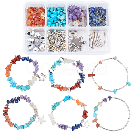 DIY Gemstone Bead Stretch Bracelets Making Kits DIY-SC0012-17-1