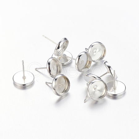 Silver Color Plated Brass Earring Settings X-IFIN-Q006-S-NF-1