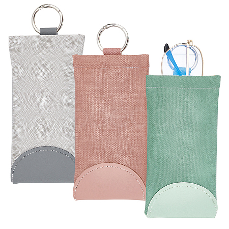 AHADEMAKER 3Pcs 3 Colors PU Imitation Slip-in Leather Glasses Case AJEW-GA0005-25-1