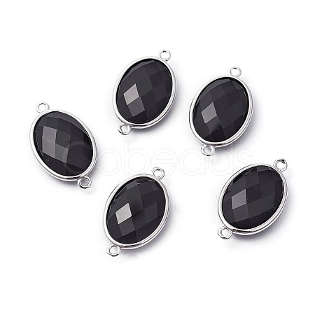 Platinum Tone Brass Natural Agate Links connectors G-F339-B03-1