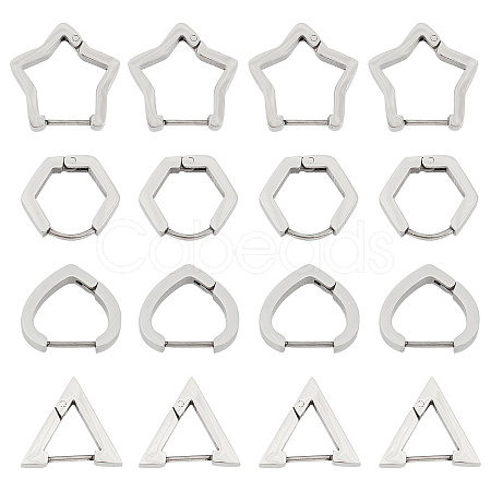 8Pairs 4 Styles 304 Stainless Steel Huggie Hoop Earrings STAS-UN0021-60P-1