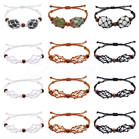 12Pcs Adjustable Braided Nylon Cord Macrame Pouch Bracelet Making AJEW-SW00010-02-1