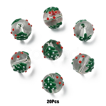 Christmas Transparent Glass Enamel Beads GLAA-YW0005-06D-01-1