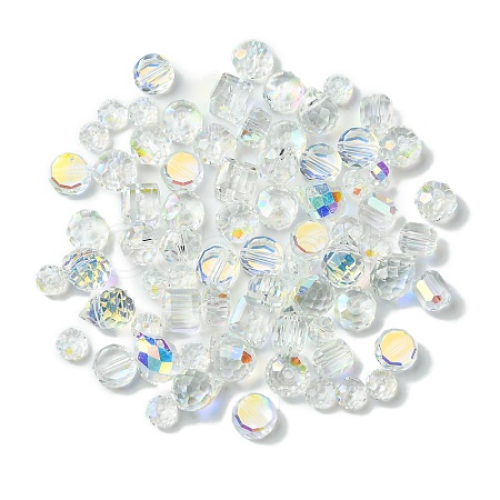 114Pcs Transparent Electroplate Glass Beads GLAA-K064-09E-1