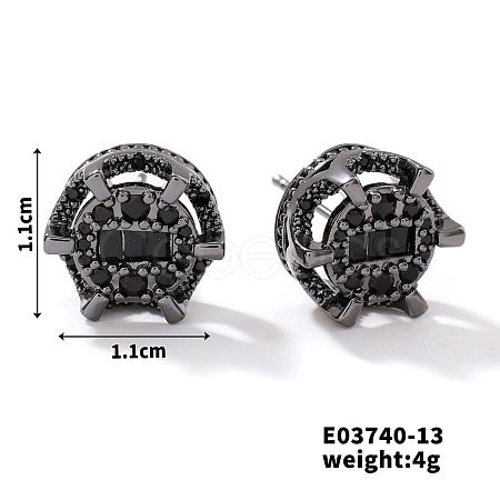 Chic Brass Cubic Zirconia Stud Earrings ZD1304-5-1
