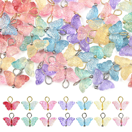 70Pcs 14 Colors Glass Pendants PALLOY-FS00052-1