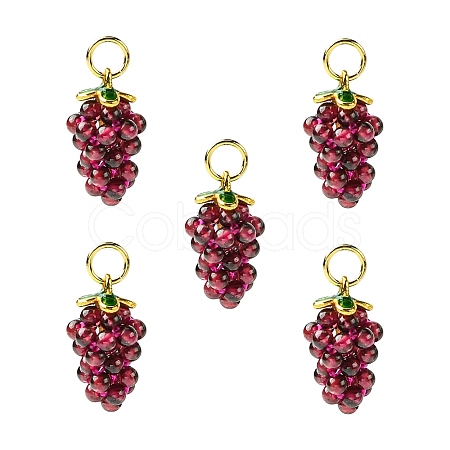 Natural Garnet Round Beaded Grape Pendants G-CJC0007-01-1