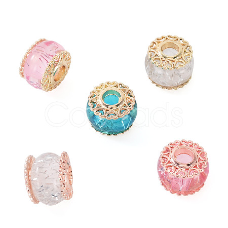 5Pcs 5 Colors Rack Plating Alloy European Beads MPDL-TADJ0001-03-1