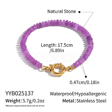 Natural Amethyst Rondelle Beaded Bracelets OA9565-5-1