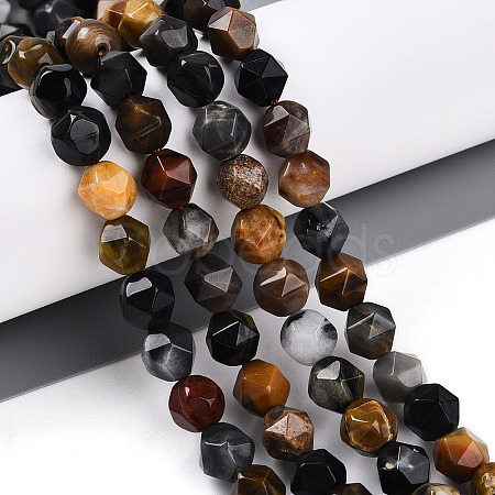 Natural Petrified Wood Beads Strands G-T139-8mm-52-1