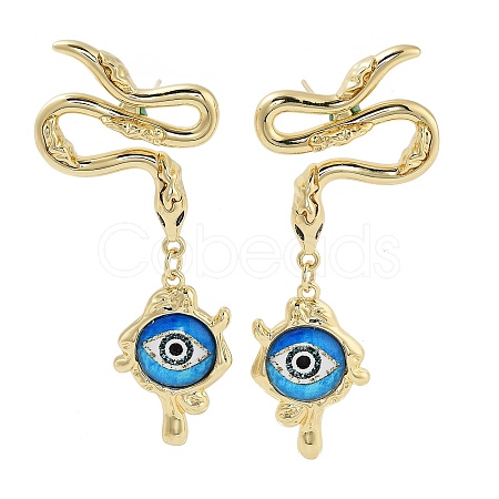 Rack Plating Eye Brass Stud Earrings EJEW-C108-07G-04-1