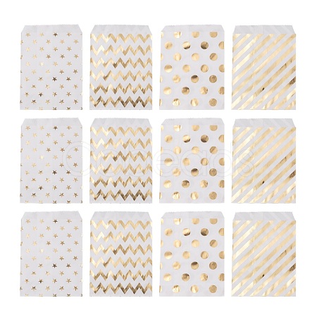 100Pcs 4 Patterns Eco-Friendly Kraft Paper Bags CARB-LS0001-02C-1