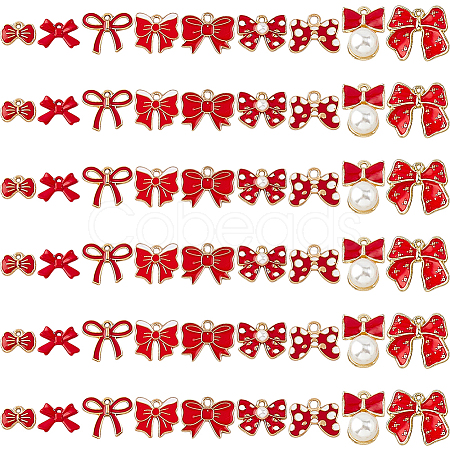 54Pcs 9 Styles Bowknot Alloy Enamel Pendants ENAM-DC0002-09B-1