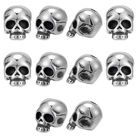 10Pcs Halloween 304 Stainless Steel Beads STAS-UN0064-08-1