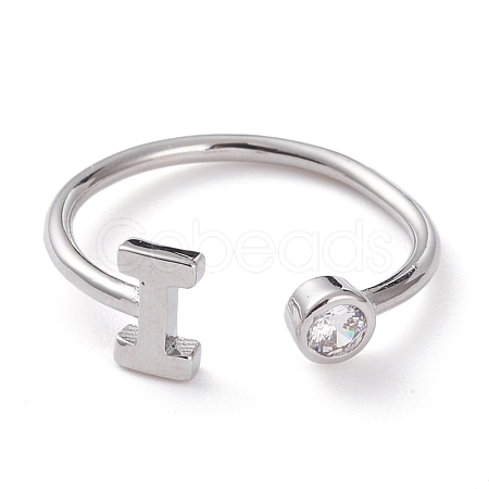 Brass Micro Pave Clear Cubic Zirconia Cuff Rings RJEW-J074-01P-I-1