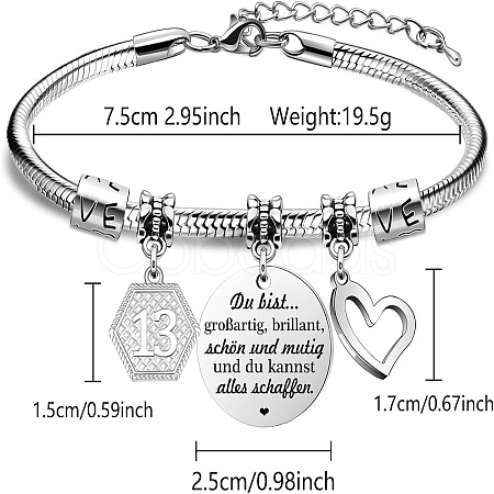 Birthday 201 Stainless Steel Charm Bracelets FS-WGBAA71-15-1