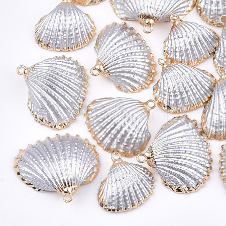 Spray Paint & Electroplate Sea Shell Pendants SSHEL-S262-08K-1