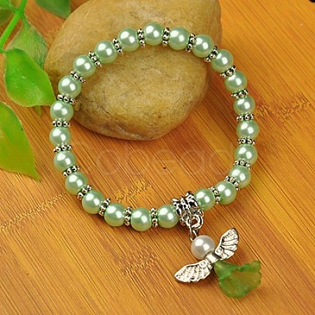 Lovely Wedding Dress Angel Bracelets for Kids BJEW-JB00727-14-1