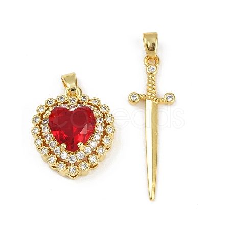 Brass Micro Pave Clear Cubic Zirconia Pendants Sets KK-R226-08G-01-1