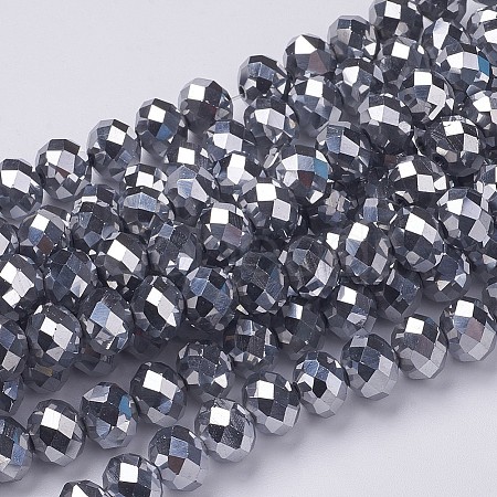 Electroplate Glass Beads Strands X-GR7X10MMY-S-1