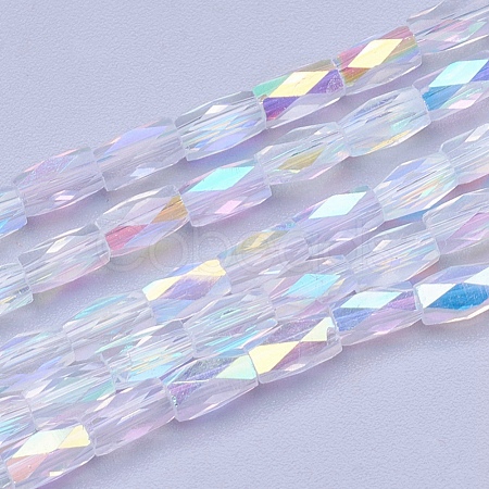 Electroplate Transparent Glass Beads Strands EGLA-E046-C01-1