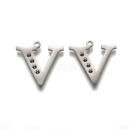 Non-Tarnish 304 Stainless Steel Letter Pendant Rhinestone Settings STAS-Y006-61P-V-1
