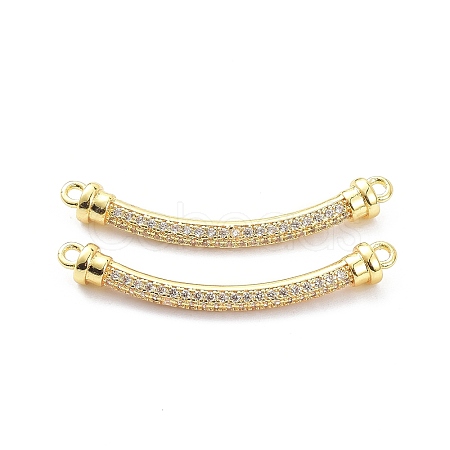 Brass Micro Pave Clear Cubic Zirconia Normal Link Connectors X-ZIRC-K086-31G-1