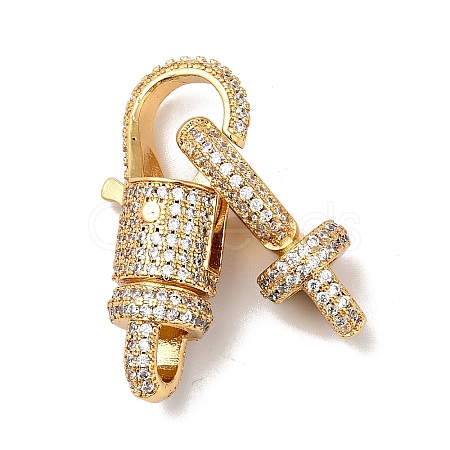 Brass Micro Pave Clear Cubic Zirconia Interlocking Clasps KK-J301-01G-1