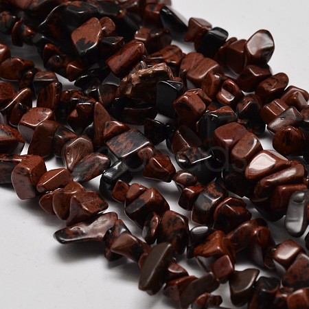 Chip Natural Mahogany Obsidian Beads Strands G-N0134-25-1