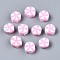 Handmade Polymer Clay Beads, Flat Round, Pearl Pink, 9~10x4mm, Hole: 1.6mm