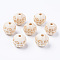 Unfinished Natural Wood European Beads, Large Hole Beads, for DIY Painting Craft, Laser Engraved Pattern, Round, Antique White, 20x18mm, Hole: 4mm