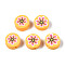 Handmade Polymer Clay Beads, for DIY Jewelry Crafts Supplies, Flat Round with Flower, Gold, 9.5~10x4.5mm, Hole: 1.8mm