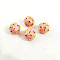 Brass Bead, with Enamel, Golden, Round, Pink, 11mm