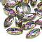 DIY Pointed Back K9 Glass Rhinestone Cabochons, Random Color Back Plated, Faceted, Horse Eye, Vitrail Medium, 10x5x2.5mm