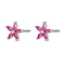 Cubic Zirconia Flower Stud Earrings, Silver 925 Sterling Silver Post Earrings, Fuchsia, 7.2mm